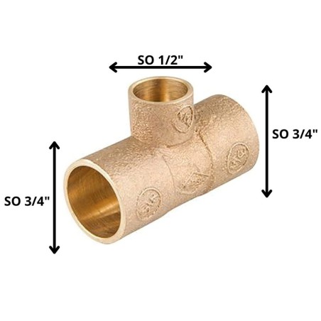 TEE BRONCE SO SO SO 3/4 X 3/4 X 1/2"