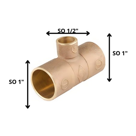 TEE BRONCE SO SO SO 1 X 1 X 1/2"
