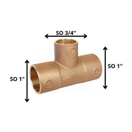 TEE BRONCE SO SO SO 1 X 1 X 3/4"