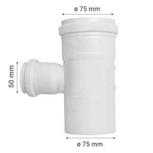 TEE PVC REDUCCION SANITARIO BLANCA C/GOMA 75X 50