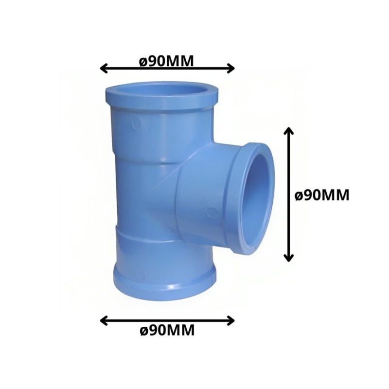 TEE PVC CEM PRESION 90 MM