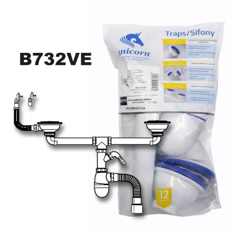 SIFON CHUDEJ LAVAPLATOS DOBLE DESAGUE REBAL B732VE