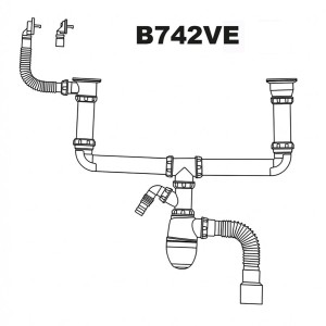 SIFON CHUDEJ LAVAPLATOS DOBLE DESAGUE REBAL B742VE