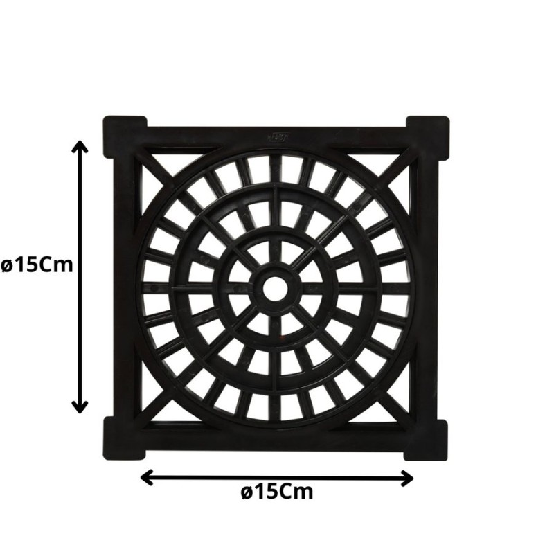 REJILLA PLASTICA CUADRADA 15 CM NEGRA