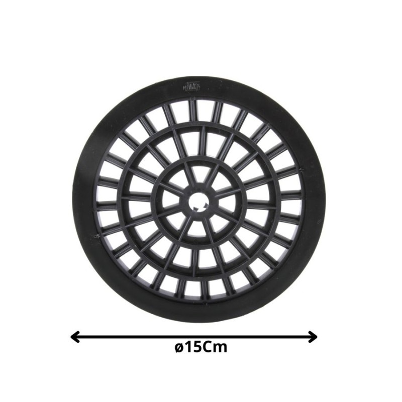 REJILLA PLASTICA REDONDA 15 CM NEGRA