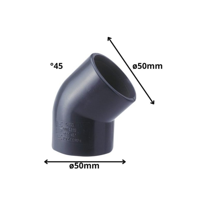CODO PVC CEM PRESION HIDRAULICO 45 G X 50 MM