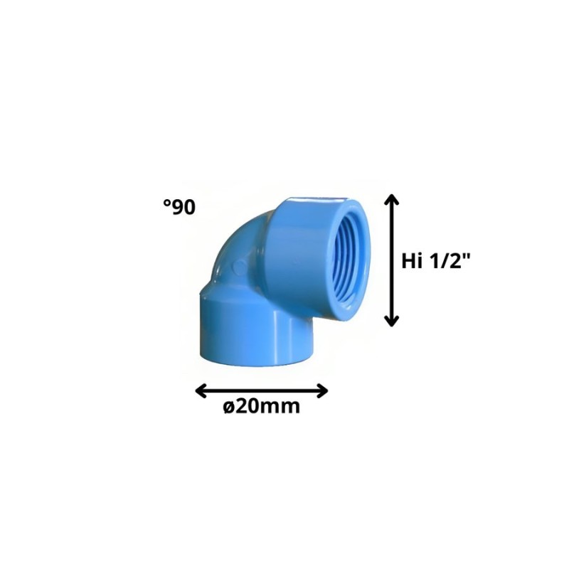 CODO PVC HI PRESION HIDRAULICO 20 MM X 1/2"