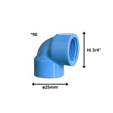 CODO PVC HI PRESION HIDRAULICO 25 MM X 3/4"