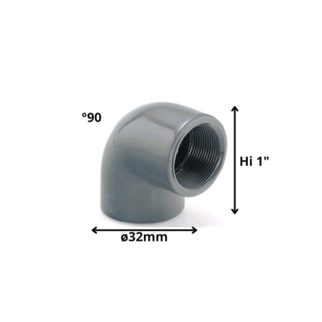 CODO PVC HI PRESION HIDRAULICO 32 MM X 1 "
