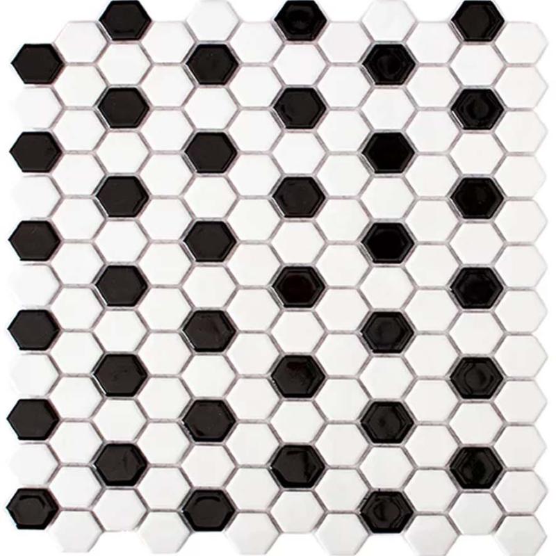 Listel 26 X 30 Mosaicos Ceramica Panal Blanco/negr