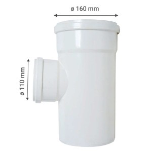 TEE PVC REDUCCION SANITARIO BLANCA C/GOMA 160X110