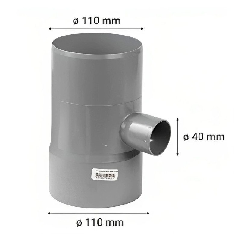 TEE PVC CEM REDUCCION SANITARIO 110X 40 MM