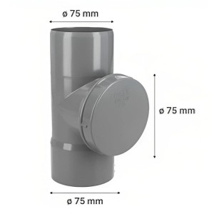TEE REGISTRO CON TAPA CEM PVC SANITARIO 75 MM
