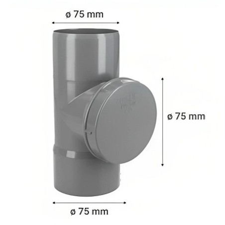 TEE REGISTRO CON TAPA CEM PVC SANITARIO 75 MM