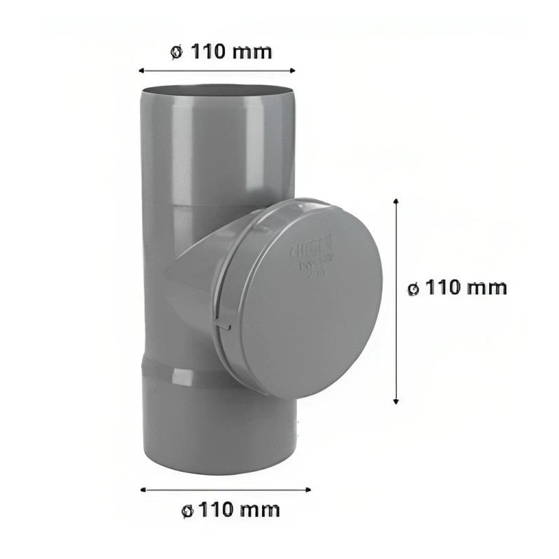 TEE REGISTRO CON TAPA CEM PVC SANITARIO 110 MM