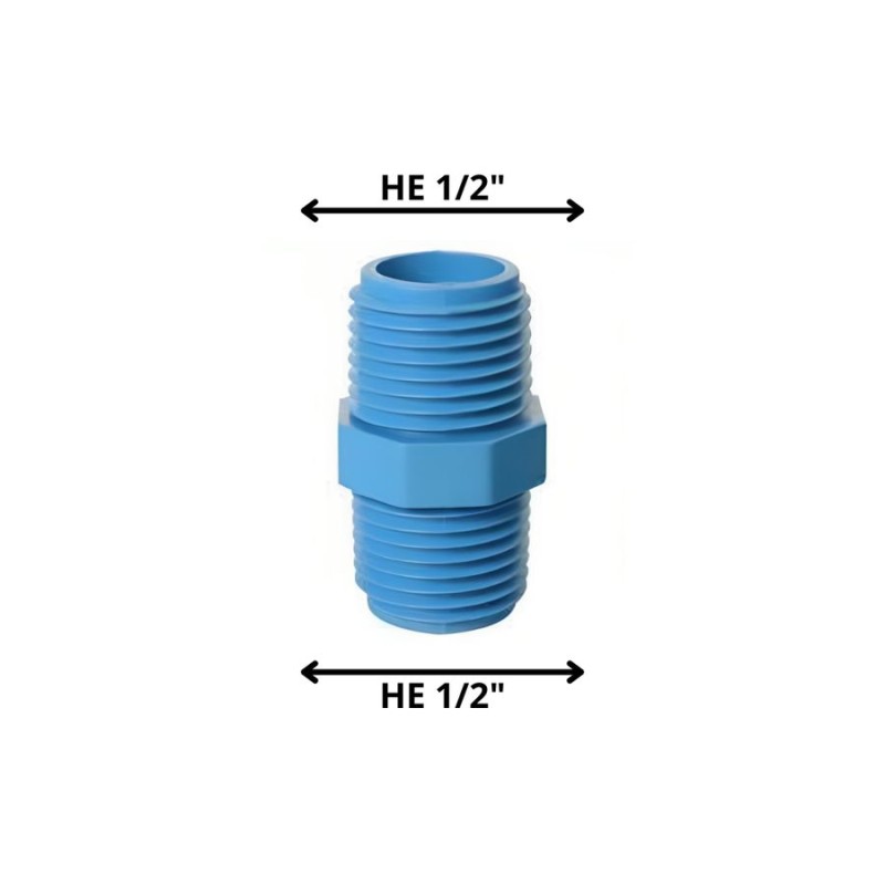 NIPLE PVC PRESION 1/2" HE X 1/2" HE
