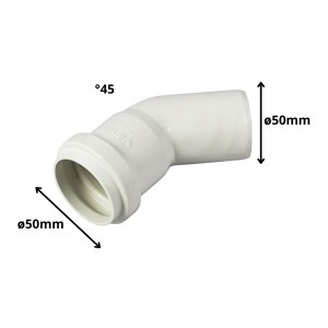 CODO PVC SANITARIO BLANCO CON GOMA 45 X 50