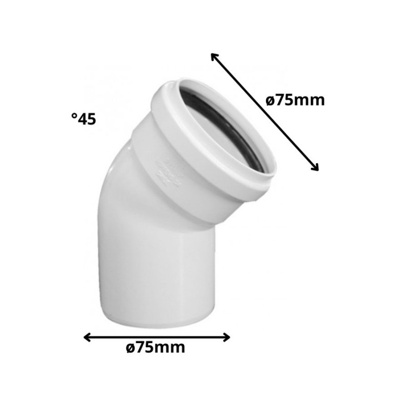 CODO PVC SANITARIO BLANCO CON GOMA 45 X 75