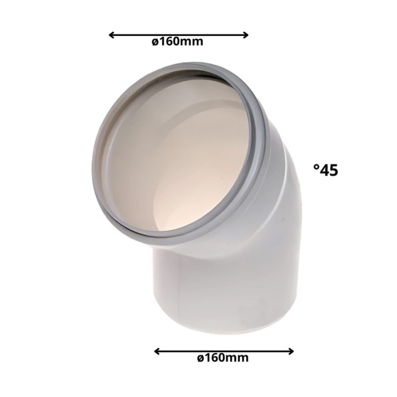 CODO PVC SANITARIO BLANCO CON GOMA 45 X 160