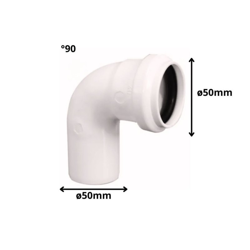 CODO PVC SANITARIO BLANCO CON GOMA 90 X 50
