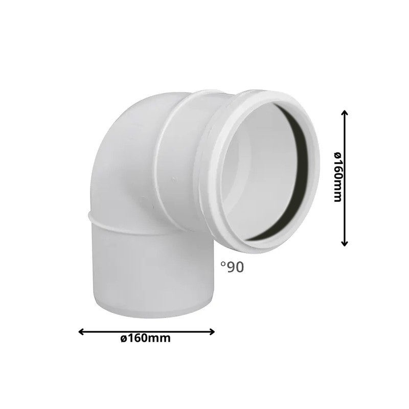 CODO PVC SANITARIO BLANCO CON GOMA 90 X 160