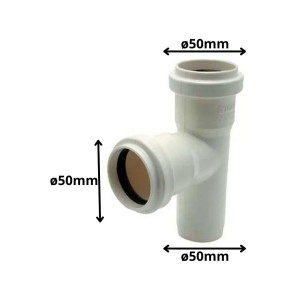 TEE PVC SANITARIO BLANCO C/GOMA 50 MM