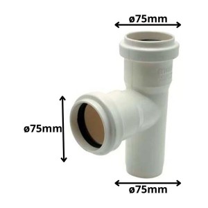 TEE PVC SANITARIO BLANCO C/GOMA 75 MM