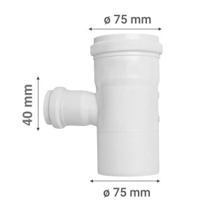 TEE PVC REDUCCION SANITARIO BLANCA C/GOMA 75X 40