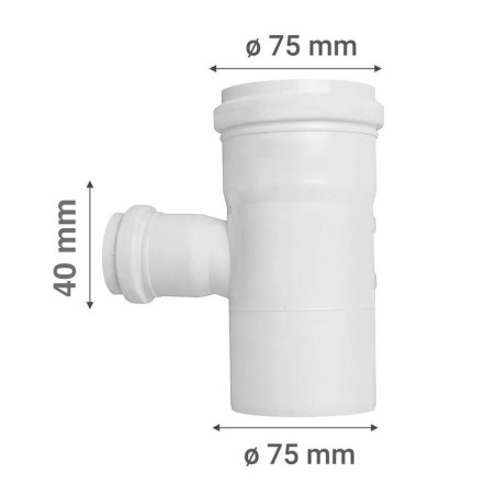 TEE PVC REDUCCION SANITARIO BLANCA C/GOMA 75X 40