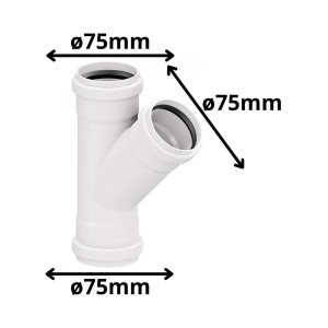 VEE PVC SANITARIO BLANCO CON GOMA 75 MM