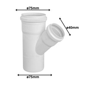 VEE REDUCCION PVC SANIT BLANCO CON GOMA 75 X 40