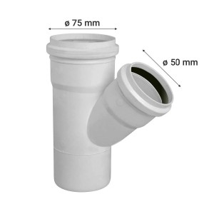 VEE REDUCCION PVC SANIT BLANCO CON GOMA 75 X 50