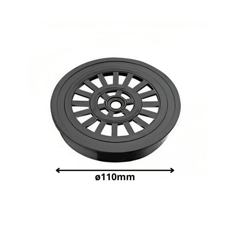 REJILLA PILETA PVC REDONDA SANITARIA 110 MM NEGRA