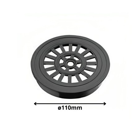 REJILLA PILETA PVC REDONDA SANITARIA 110 MM NEGRA