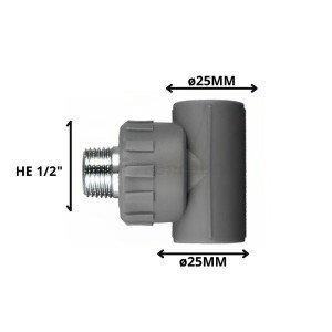TEE POLIFUSION ROSCA METAL HE 25 MM 1/2"
