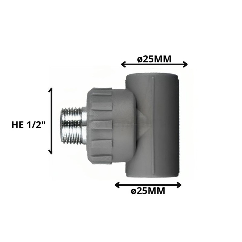 TEE POLIFUSION ROSCA METAL HE 25 MM 1/2"