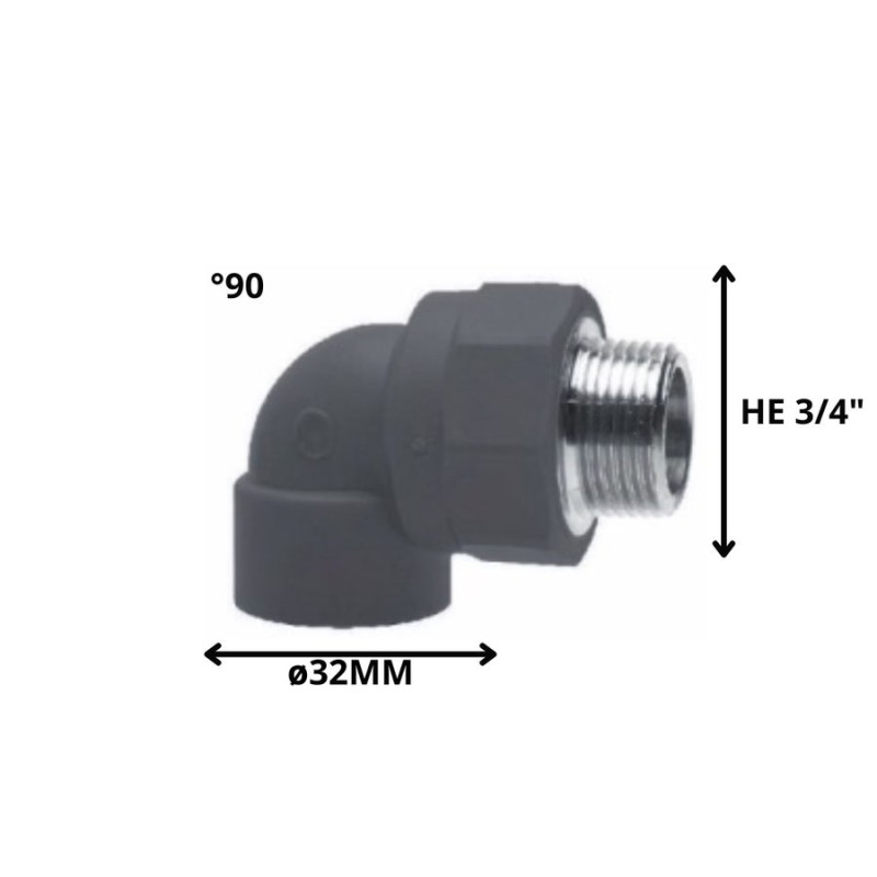 CODO POLIFUSION ROSCA METAL HE 32 MM 3/4"