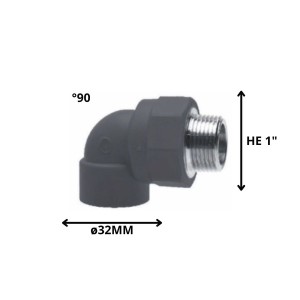 CODO POLIFUSION ROSCA METAL HE 32 MM 1 "