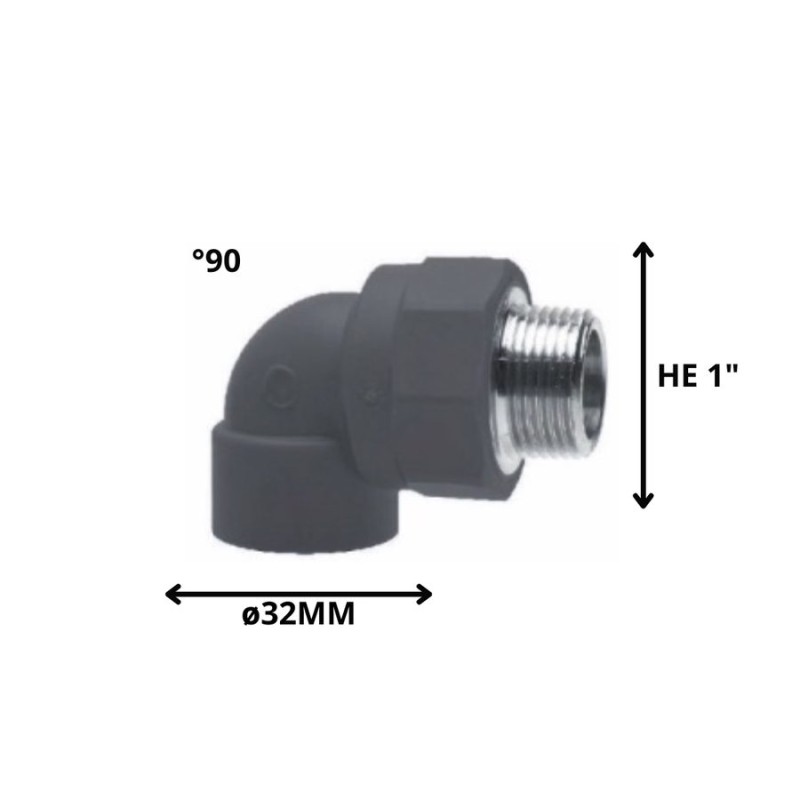 CODO POLIFUSION ROSCA METAL HE 32 MM 1 "