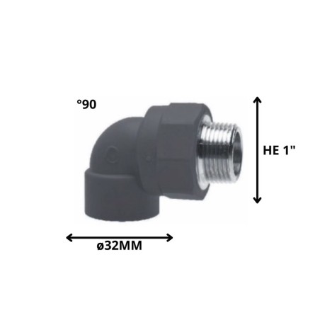 CODO POLIFUSION ROSCA METAL HE 32 MM 1 "