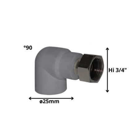 CODO POLIFUSION ROSCA METAL HI*25 MM 3/4" GIRABLE
