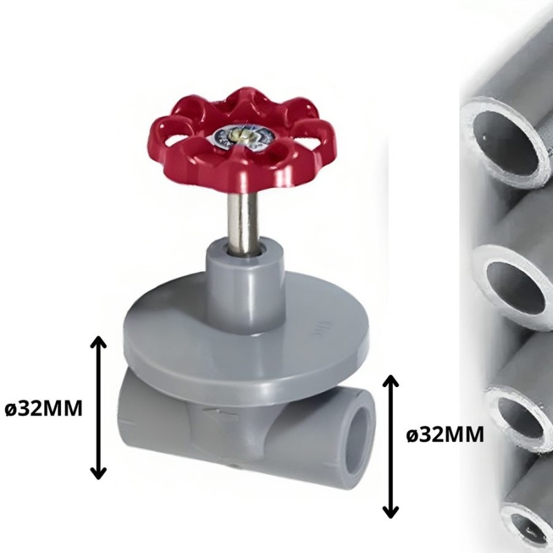 LLAVE POLIFUSION PASO 32 MM MANILLA METAL ROJA