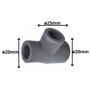 TEE POLIFUSION REDUCCION 20X25X20 MM