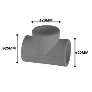 TEE POLIFUSION REDUCCION 25X20X20 MM