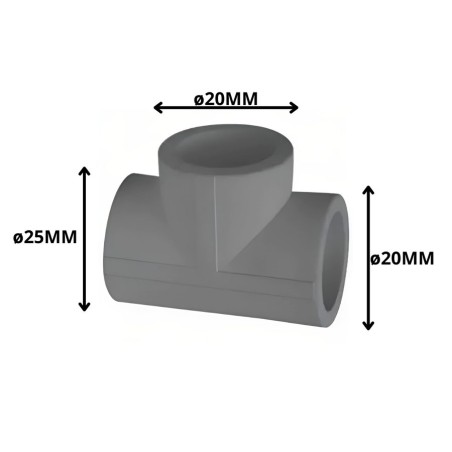 TEE POLIFUSION REDUCCION 25X20X20 MM