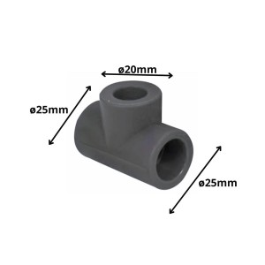 TEE POLIFUSION REDUCCION 25X20X25 MM