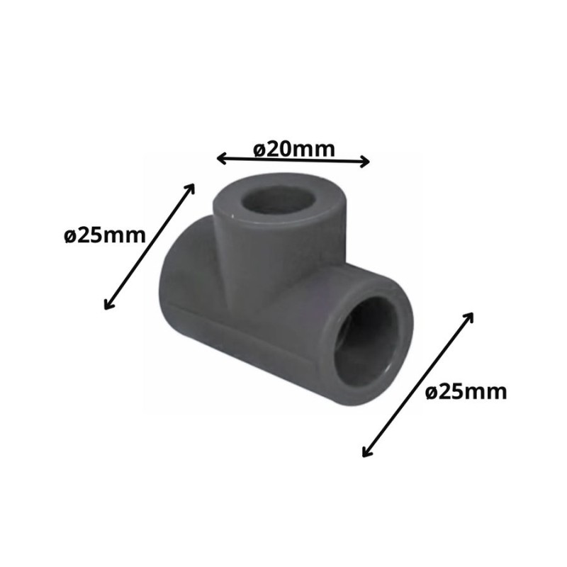 TEE POLIFUSION REDUCCION 25X20X25 MM