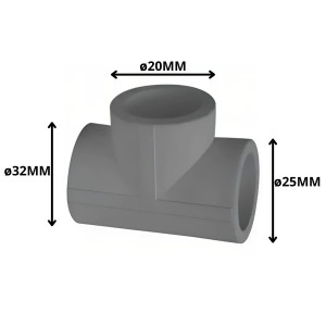 TEE POLIFUSION REDUCCION 32X20X25 MM