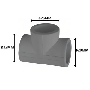 TEE POLIFUSION REDUCCION 32X25X20 MM