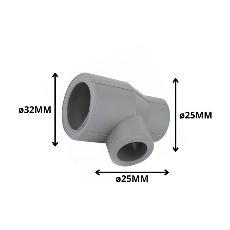 TEE POLIFUSION REDUCCION 32X25X25 MM